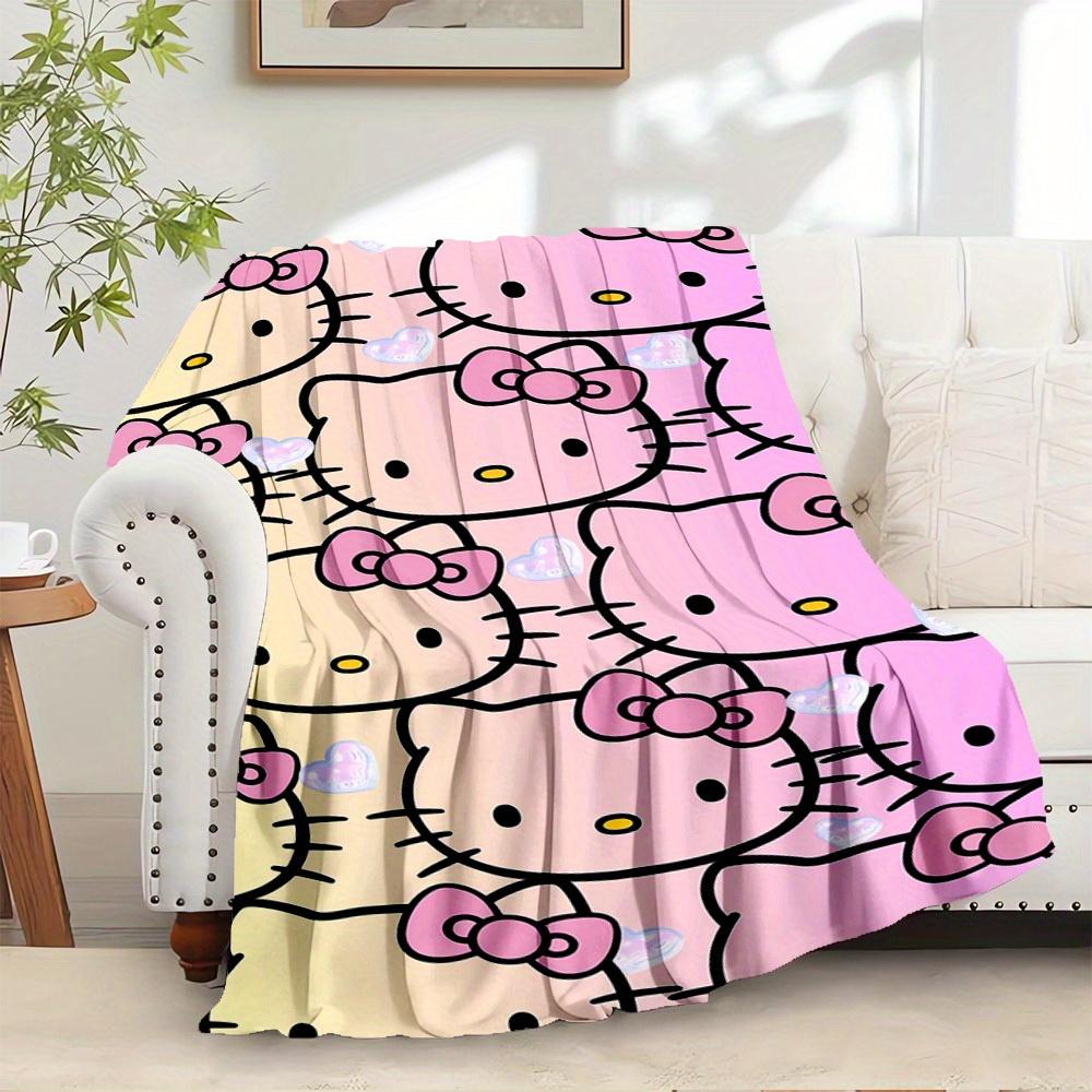 

1pc Hello Kitty gradient background pattern blanket - home decoration blanket for all seasons, soft and comfortable, machine washable, suita 130x150cm