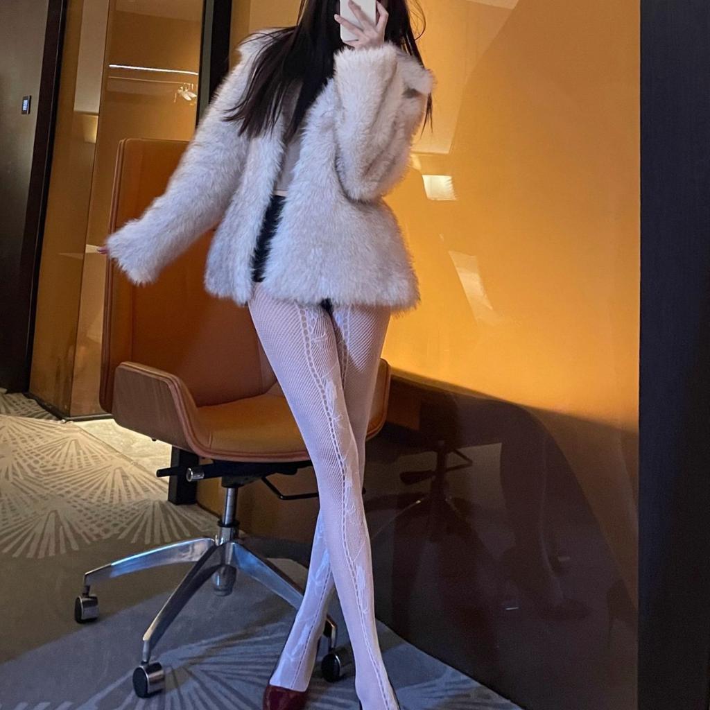 Sexy prádlo mileniálský styl krajkové prameny prázdné síťované ponožky dámské letní růžové rybářská síť jednodílné ponožky retro kočky síťované ponožky 6044