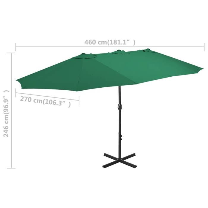 VidaXL Parasol d'Extérieur et Mât en Aluminium, Pare-soleil de Patio, Abri de Soleil, Parasol de Terrasse Extérieur, 460 x 44867