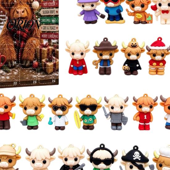 Holiday Countdown Surprise 24 Days 3D Highland Cow Advent Calendar 2026, Christmas Cute Farm Animal Gift for Parent Child Interaction Calendar,