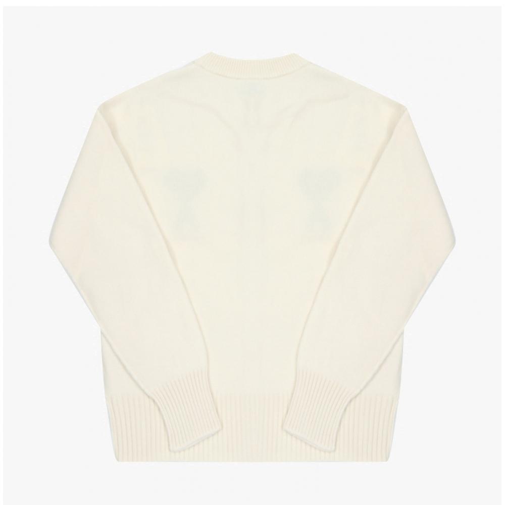 Ami Big Heart Logo Intarsia Cardigan Model Ukc368 018 151