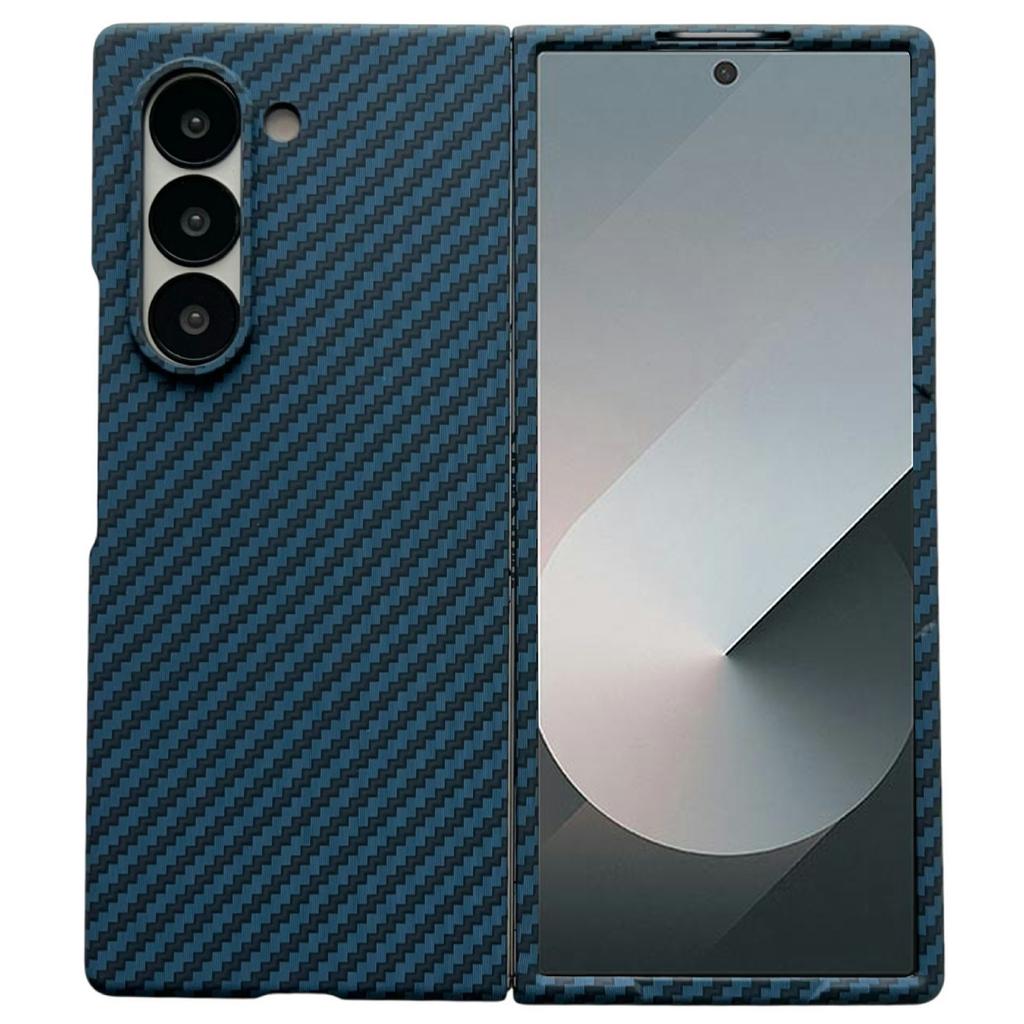 For Samsung Galaxy Z Fold6 5G Magnetic Case Carbon Fiber Texture PC Phone Cover with Screen Protector