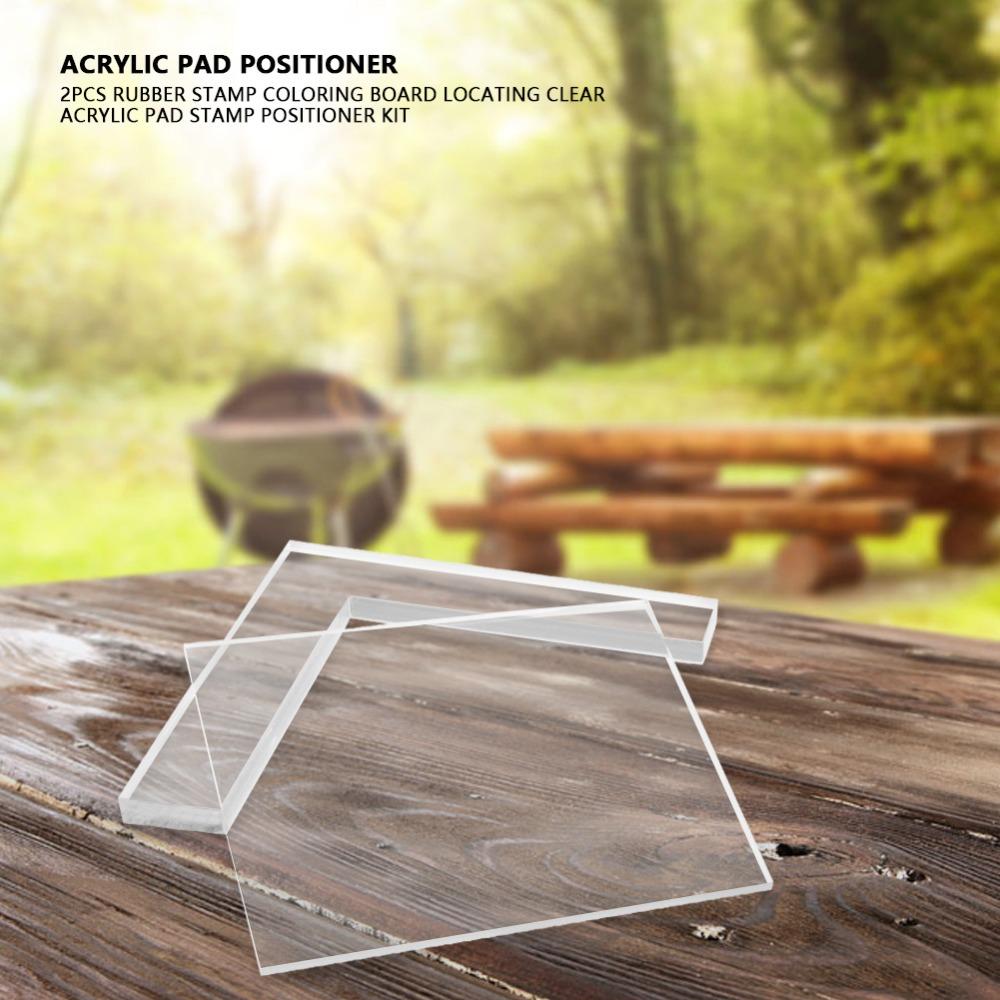 2pcs Clear Rubber Stamp Coloring Board Acrylic Decorative Mounting Blocks Acrylic Stamp Positioner Locating Clear Acrylic Pad
