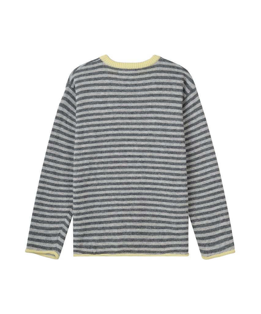 LOSERS CLUB Logo Stripe Round Neck Knit Gray