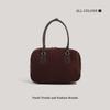 Autumn and Winter New Bowling Matte Texture Suede Suede Simple Handbag Commuter Retro Bag