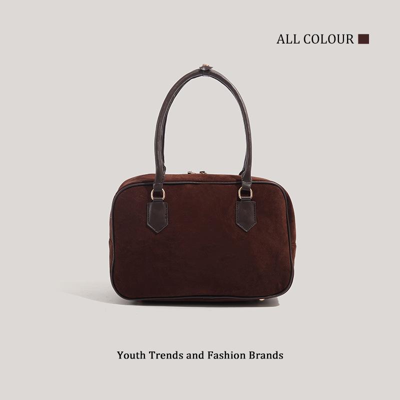 Autumn and winter new bowling matte texture suede suede simple handbag commuter retro bag
