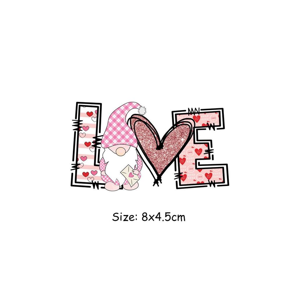 Happy Valentine'Day Patches auf Kleidung Wärmeübertragung Aufkleber Dekoration für Liebhaber Kleidung DIY Streifen Aufkleber Mädchen Junge