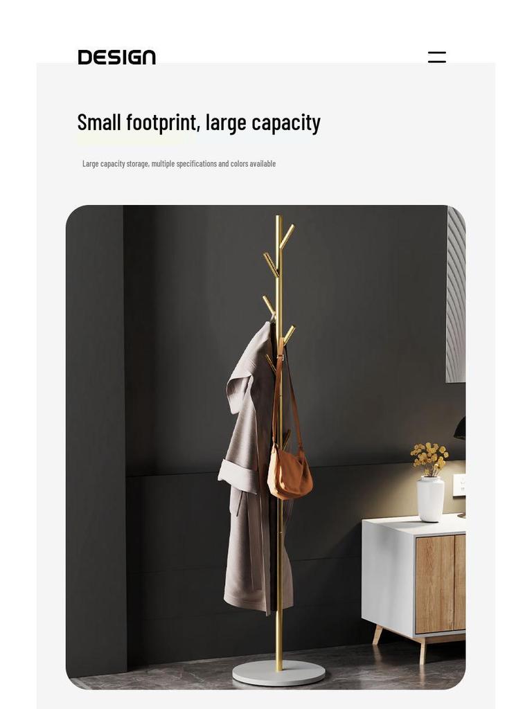 Luxury Metal Coat and Hat Stand with Rock Board for Bedroom or Entryway