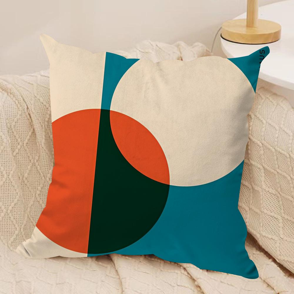 Abstract B-Bauhaus Geometry Cushion Cover Soft Plush Fabric Double-Sided Printed Sofa Cushion Cover for All Seasons Home Decor