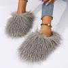 Fashion New Women's Wool winter Slippers Wool Home Warmth Flat Bottom Non slip Sleeve Durable Sandals Fashion Large size Slippers 36-46