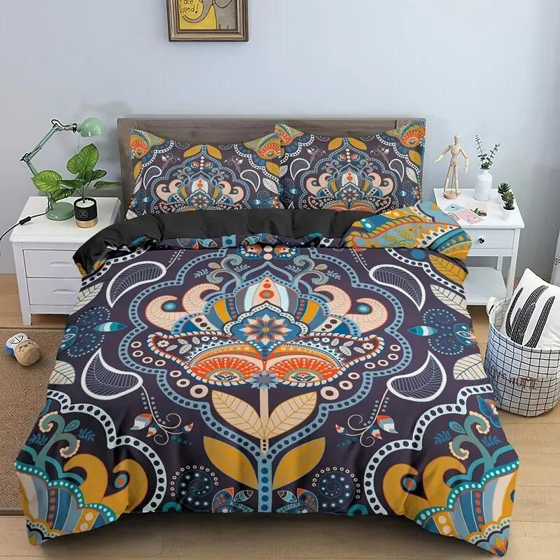 Vintage Bohemian King Queen Size Bedding Sets Boho Mandala Quilt Comforter Duvet Cover With Pillowcase