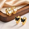Dainty White Shell Butterfly Hoop Earrings, Hypoallergenic Stainless Steel Earrings for Women Fashion Daily Piercing Jewelry