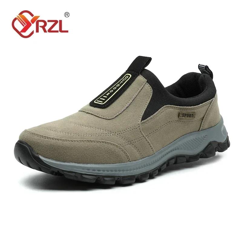 YRZL Outdoor Wanderschuhe Herren Sneaker Slip-on Casual Herrenschuhe Atmungsaktiver Wildlederschuh Rutschfeste Wanderschuhe Schuhwerk
