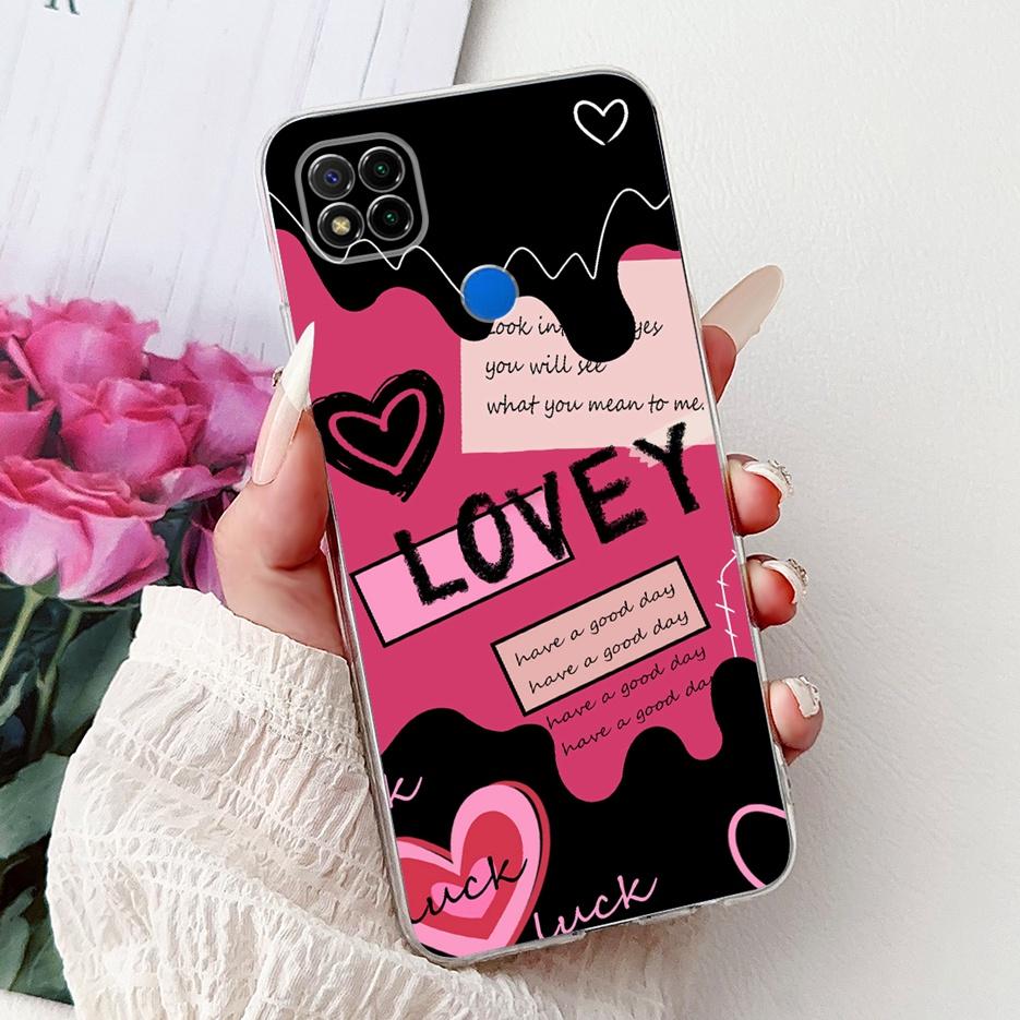 For Xiaomi Redmi 9C Case 6.53'' Cute Love Heart Painted Cover Soft Slim Phone Case For Xiaomi Redmi 9C NFC Redmi9C Fundas Bumper