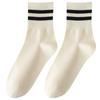 Women's Spring Mid-calf Socks, White Socks, Striped, Durable, Anti-pilling Long Socks, Casual Boneless Socks, Cotton Socks
