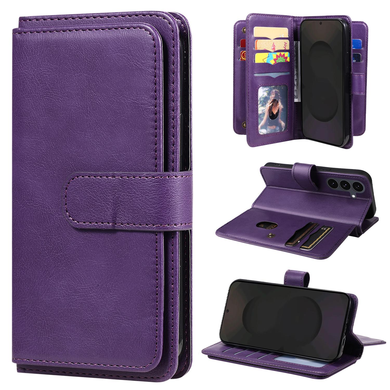 

For Samsung Galaxy S25 FE Leather Case with 10 Card Holder Phone Cover Stand