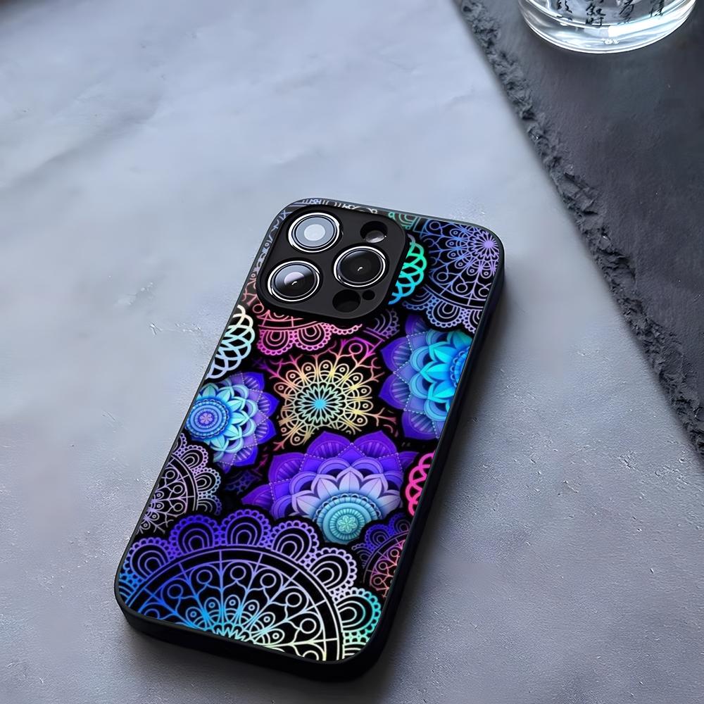 

Mandala Flower Phone Case Tempered Glass For IPhone 17 13 14 16 12 15 11 Pro Max Plus Mini X XR SE2020 Coque iPhone17 Pro Max