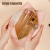 Portable Makeup Bag Faux Leather Cosmetic Bag Waterproof Solid Color Toiletry Organizer for Daily Use Travel Business Trip