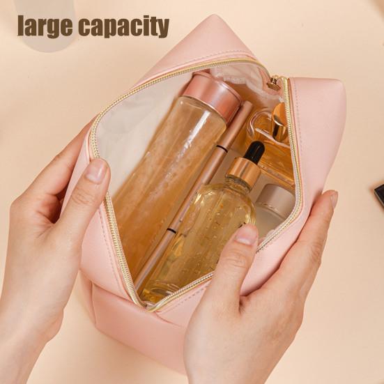 

Портативная косметичка из искусственной кожи, водонепроницаемая однотонная косметичка, органайзер для туалетных принадлежностей для ежедневного использования, путешествий, деловых поездок чёрный