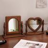 Ins-style French Medieval Wooden Makeup Mirror, Tabletop Decoration, Standable, Suitable for Girls' Bedroom Dressing Mirror
