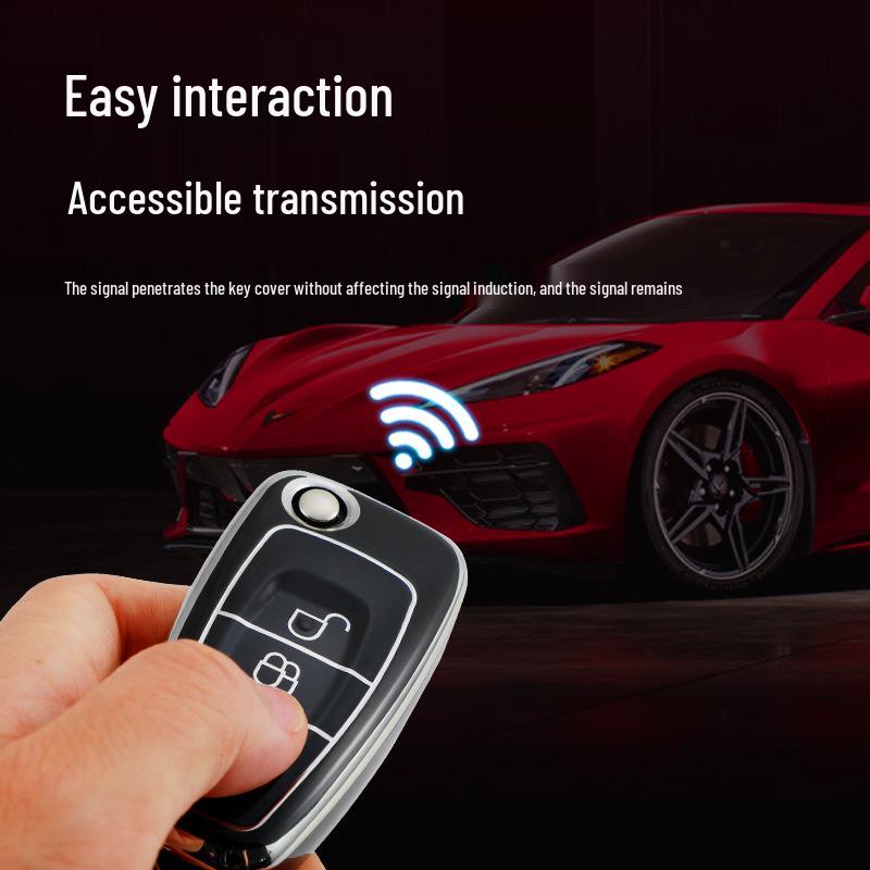 Ford Focus/Kuga/Tourneo Key Case - Foldable Silver Edge Car Protective Shell