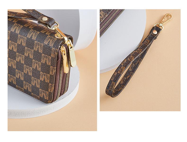 Women's Large Capacity Plaid Double Zipper Clutch with Multi-Card Slots (2025 Design)