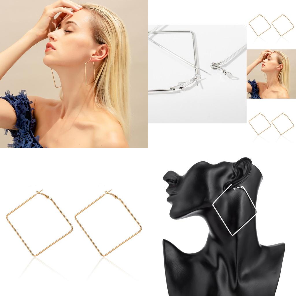 Boucles d'oreilles géométriques chics en alliage, bijoux tendance et modernes