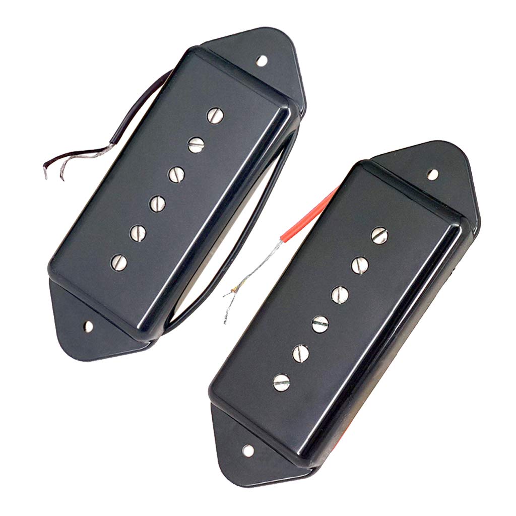 

P90 Dog Ear Style Single Coil Pickups Guitar Pickups (Neck & Bridge) for EPI LP Electric Guitar Silver/Yellow/BK 50/52mm