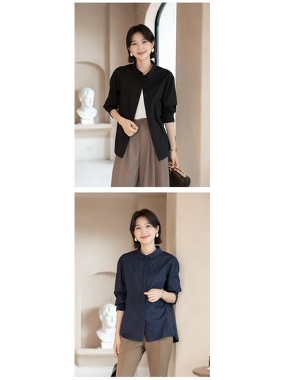 YUN Women's Long-Sleeve Professional Shirt - Autumn 2025 Collection, Elegant Turn-Down Collar, Versatile High-End Commuter Top