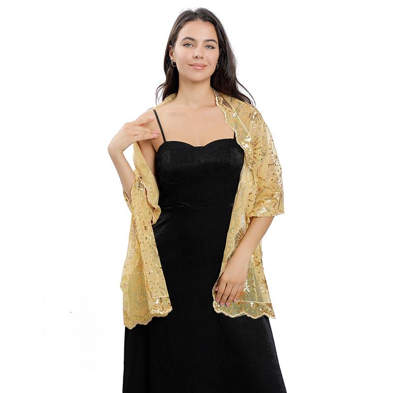 Elegant Star and Moon Embroidered Shawl for Weddings and Evenings