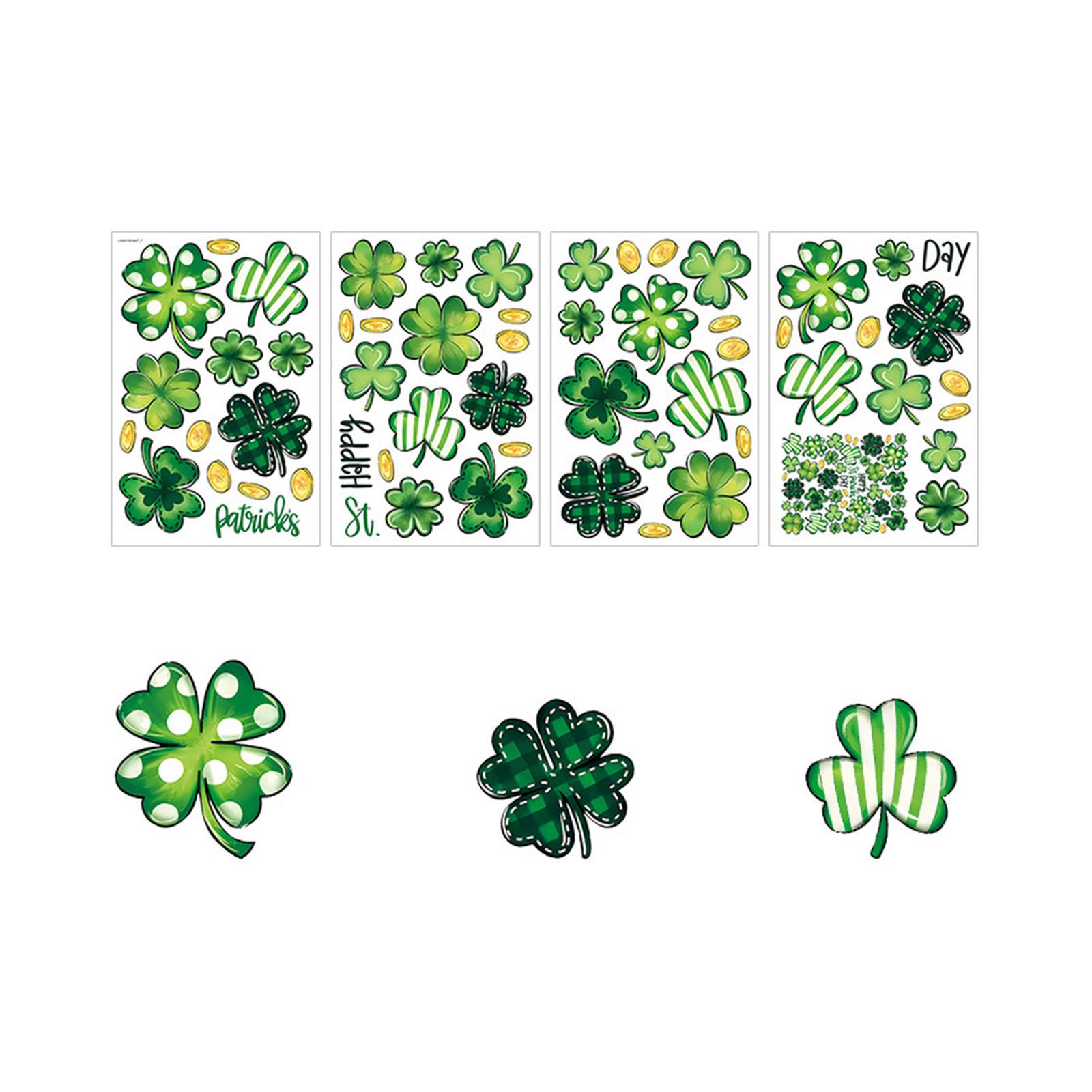 Festive Shamrock Window Sticker Easy Peeling and Stick PVC Decal Clings for Patrick s Day Glass Window Holiday Decors