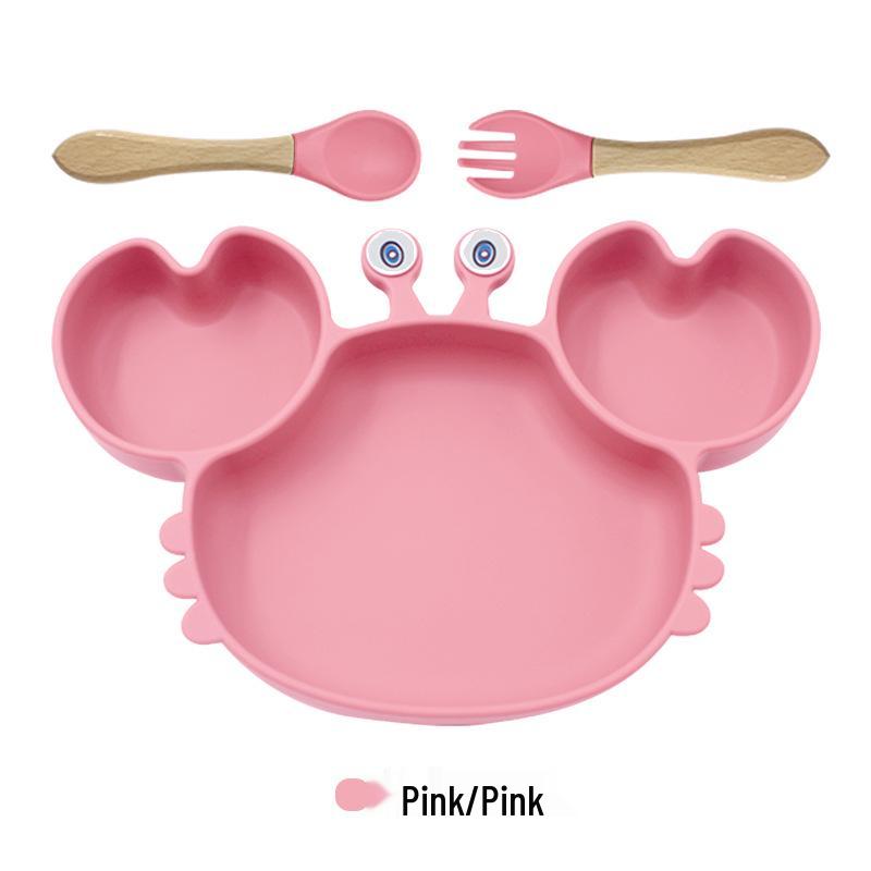 Silicone Suction Crab Plate: Divided Baby Tableware for Feeding & Weaning