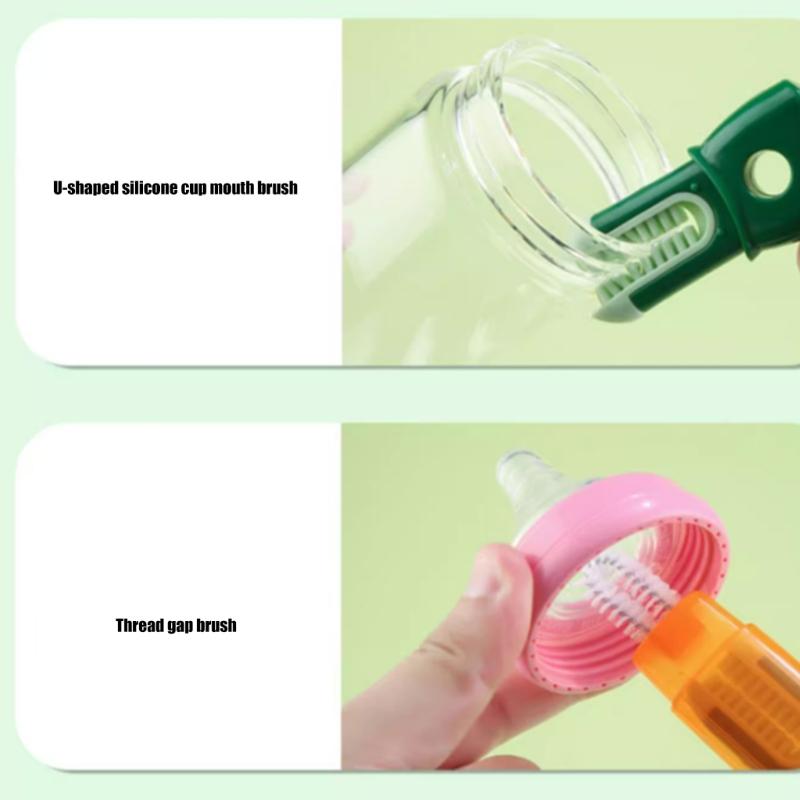 2Pieces MultiFunctional Cup Scrubber Brush Long Handle Dish Cup Brush for Feeding Bottle Mug Cup Cleaning Kitchen Tool