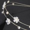 Fe Pige Hårbånd Dobbeltlags Design Hårbøjle med Blå Hvide Blomster Imitationsperler Rhinsten Bryllupper Fester Dating Hårpynt