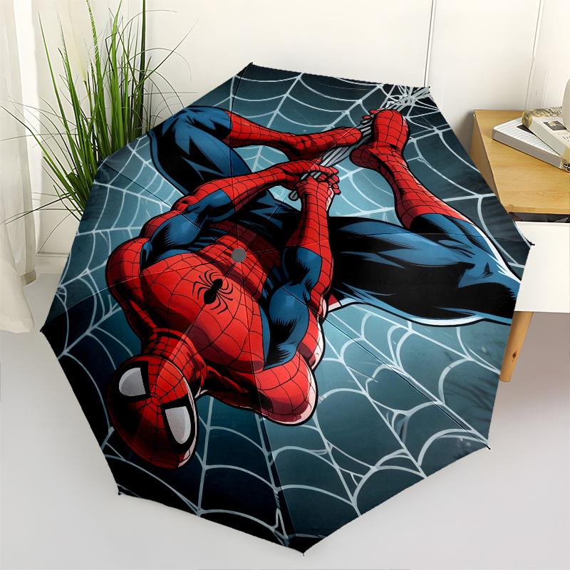 Spider Man, Web Automatic Opening and Closing Umbrella, Compact Travel Umbrella, Lightweight and Portable, Suitable for Beach Commuting Busi