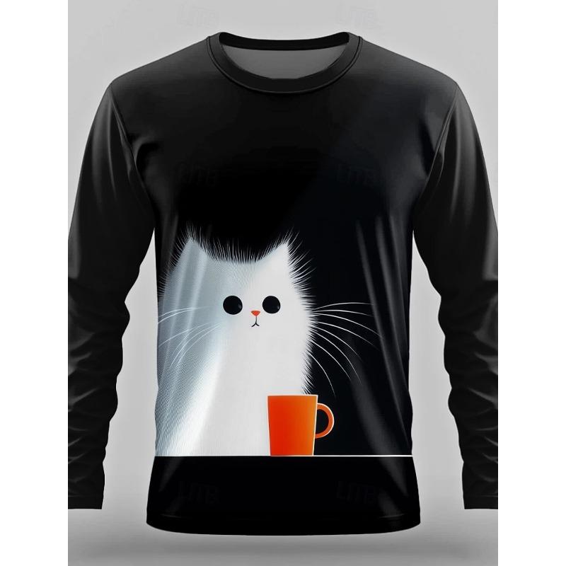 

Dog Funny Designer Retro Vintage Men s 3D Print T shirt Tee Street Casual Long Sleeve Crew Neck Shirt Mens Clothing Apparel 5XL