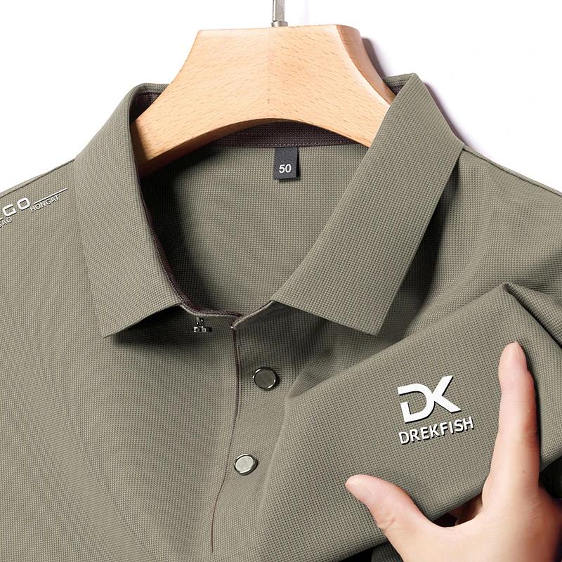 New Men'S Business Casual Long Sleeved Shirt With Badge Solid Color Polo Shirt Fashionable Breathable Comfortable Versatile Top