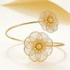 Elegant European-American Floral Metal Armband: Adjustable Fashion Bracelet