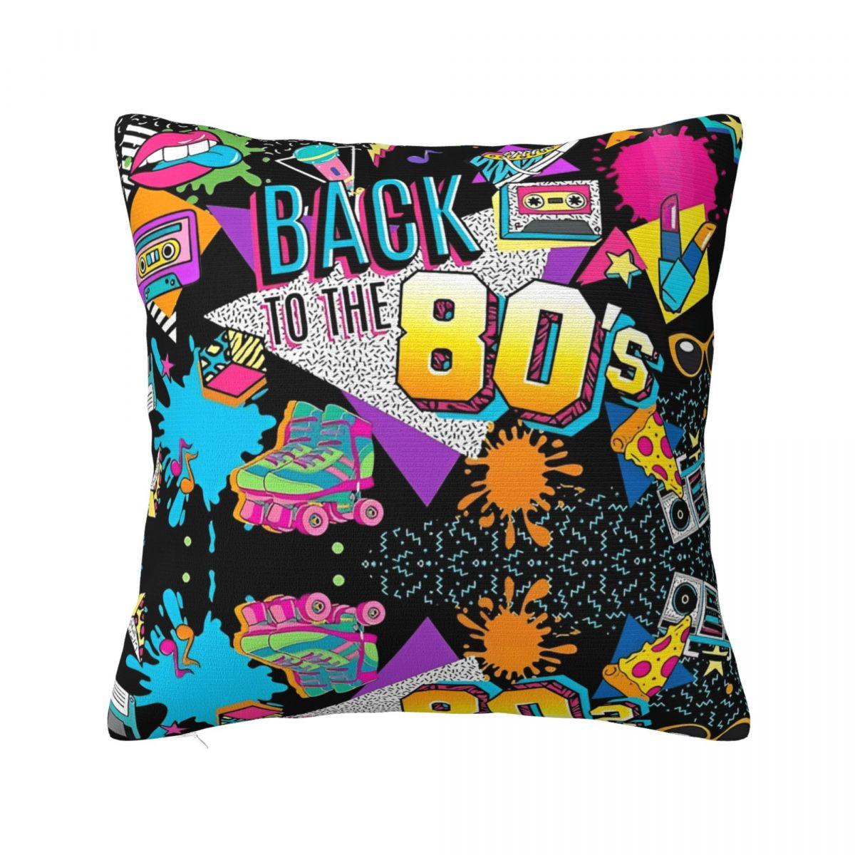 

Retro 80 90s Pillow Cases Graffiti Music Cushion Cover Fashion Zippered Decorative Pillowcover for Sofa 4545cm 30x30cm 12x12in