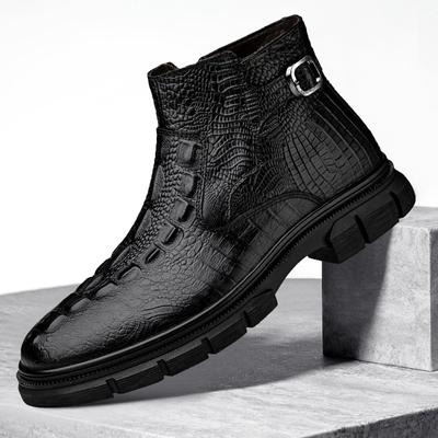 Hochwertige Chelsea Herrenstiefel Echtes Leder Bequeme Businessstiefel für Herren Seitenreißverschluss Männliches Winter-Schneeschuhwerk Männlich