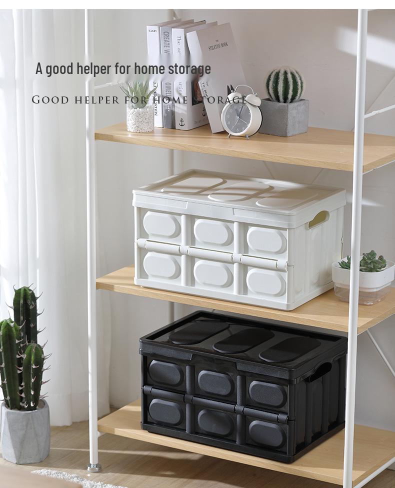 Multi-Functional Folding Camping Box with Wooden Lid: Portable Car & Outdoor Food Storage Suitcase