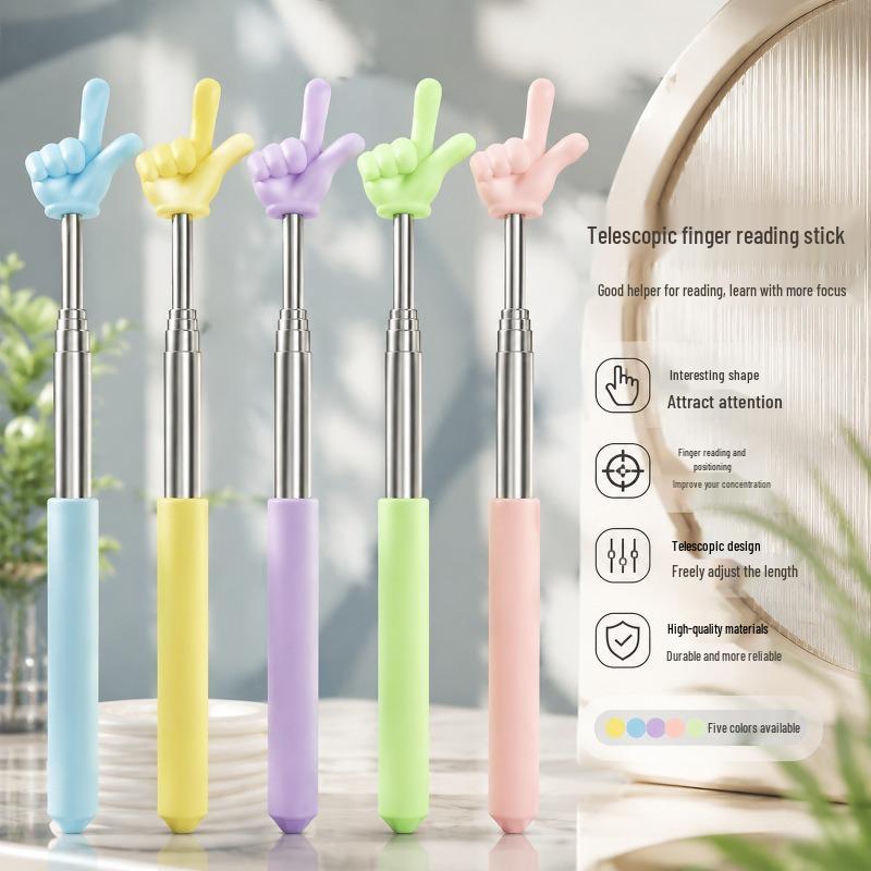 Retractable Finger Pointer and Ruler for Teaching and Reading