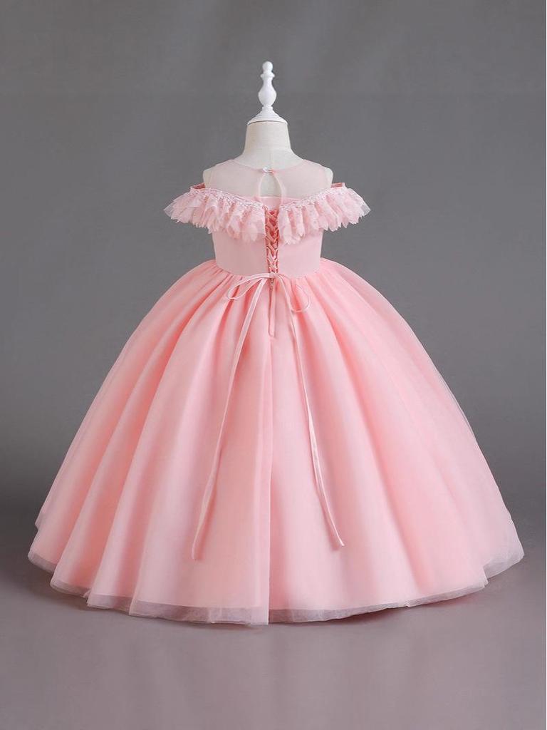 Children's Elegant Fluffy Princess Gown for Little Girls - Wedding, Host, or Piano Performance Dress