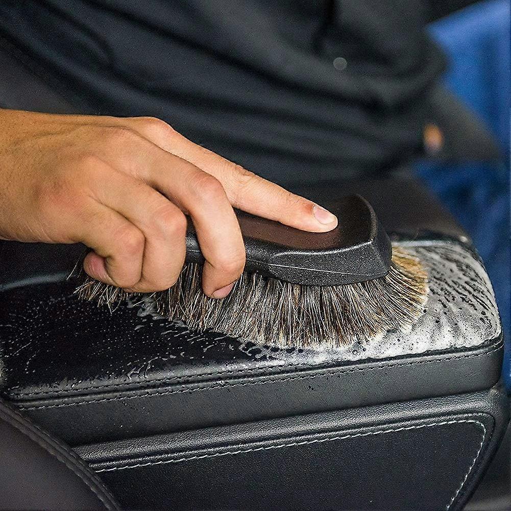 Car Cleaning Brush, Soft Horsehair Brush with Non-Slip Handle for Cleaning Rims, Chassis,2024 Ping