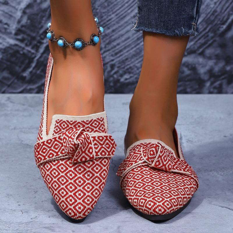 Large size lightweight pointed Doudou women's shoes spring and autumn new bow comfortable versatile non-slip women's shoes