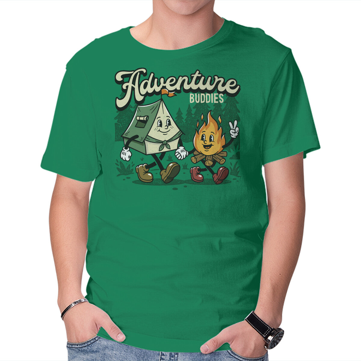 Unisex Crew Neck T-Shirt Adventure Buddies Graphic Short Sleeve Casual Tee XL