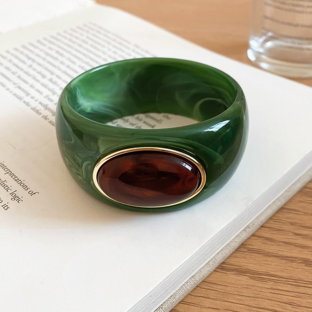 Bohemian Acrylic Bangle Smudging Retro Hand Ring Creative Irregular Wide Bracelet Girls