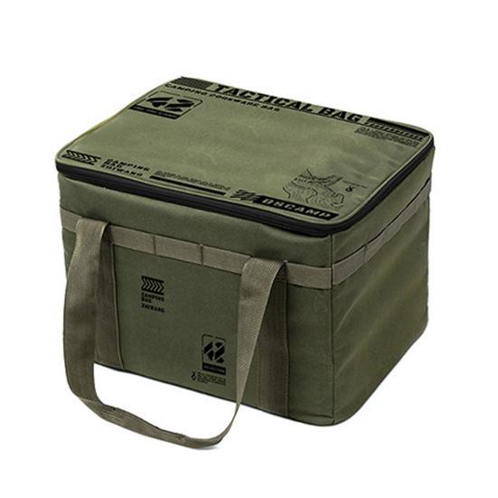 Tactical Camping Storage Bag 42L Utility Organizer Tote with Dividers Waterproof Oxford Fabric Collapsible Cookware Organizer for Camping Travel Car