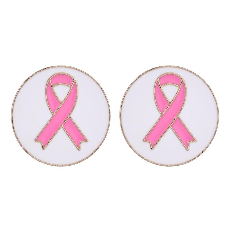 10Pcs Cancer Awareness Brooch with Back Clasp Pink Metal Ribbon Pins Awareness Lapel Pin for Clothing Dress Jackets Hat