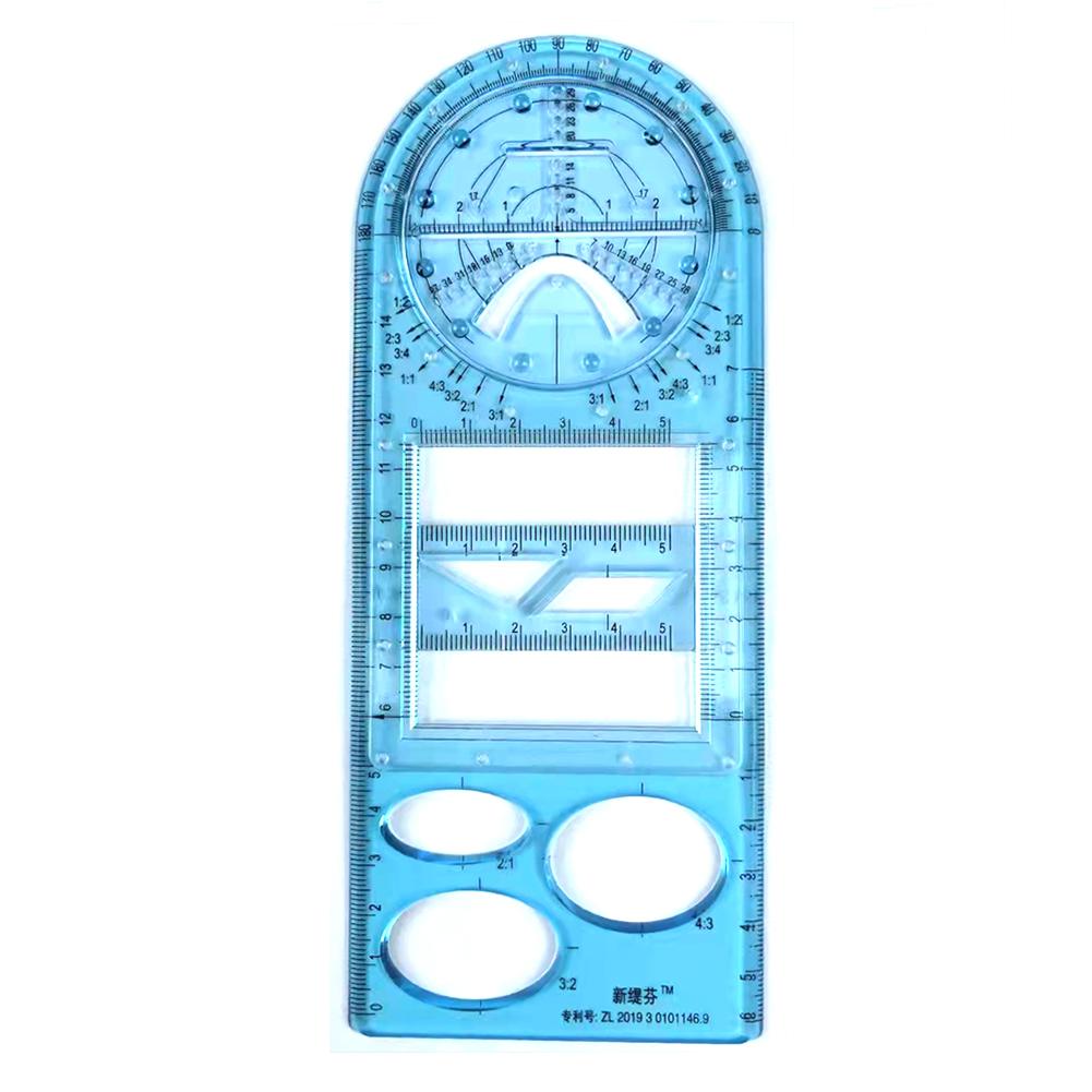 Multifunctional Geometric Ruler, Mathematics Drawing Ruler for Kids Architect Stereo Geometry Ellipse Drafting Scale Ruler